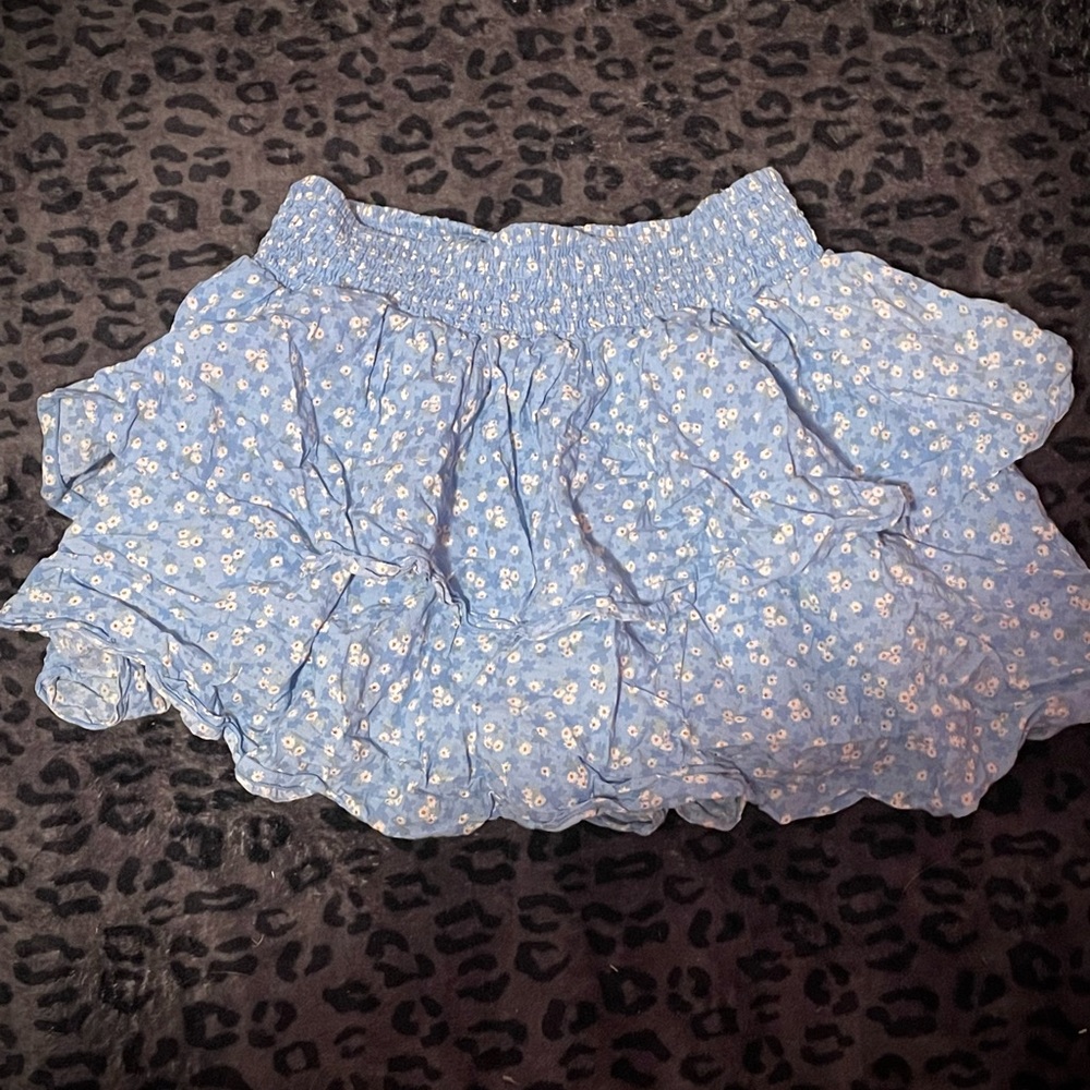 Floral Blue Mini Skirt for Women